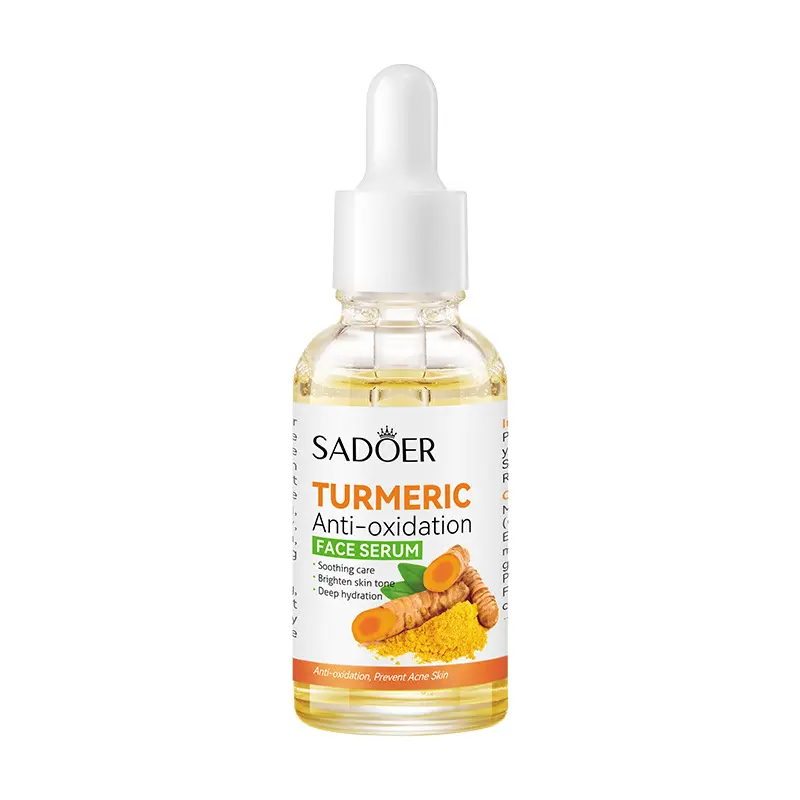 Sadoer 3 Pieces Turmeric , Sadoer Tumeric Serum Anti Acnes + Turmeric Cream + Turmeric Cleanser Pore Shrinking and Even Dark Spots Like Vitamin C, Deep Cleansing, For Face and Body Moisturizing Soap