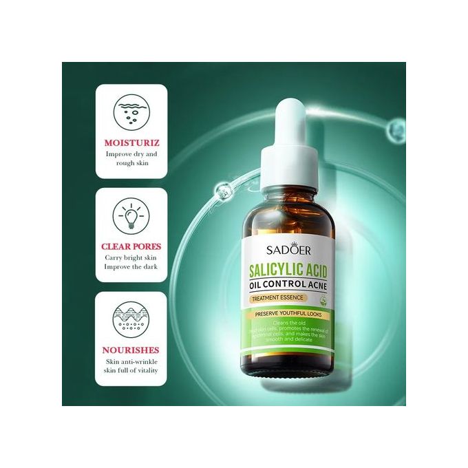 Sadoer 3 Serums ,Anti Oxidant Sea Buckthorn Vitamin C Serum + AHA BHA Salicylic  Fruit Acid , Oil Control And Acne Treatment Salicylic Acid + Salicylic Acid Acne Treatment Essenceand Even Ski Serum