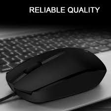 Portable HP M10 Wired USB Mouse with 3 Buttons High Definition 1000DPI Optical Tracking and Ambidextrous Design