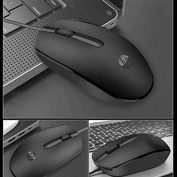 Portable HP M10 Wired USB Mouse with 3 Buttons High Definition 1000DPI Optical Tracking and Ambidextrous Design