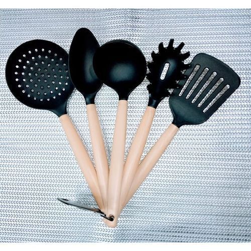 5 Piece Non-Stick Cooking Spoons Set;They look elegant and come with hanging loop for convenient placing in the kitchen.