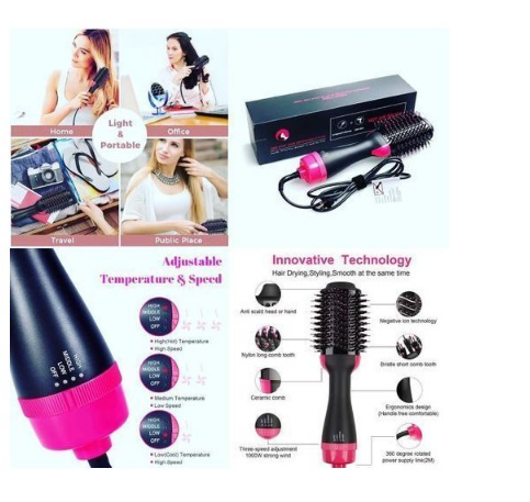 3 In 1 Electric Hot Hair Brush Or Comb With Adjustable Heat Levels, has advanced technology which makes hair smoother and curler