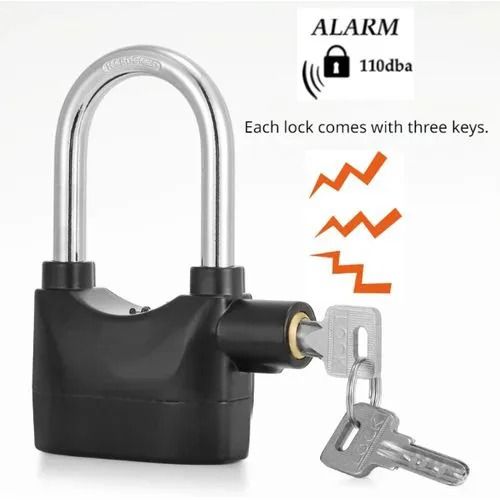 Stainless Steel Black Alarm Padlock with 3 Keys – Waterproof Security Lock with Motion & Shock Sensor Alarm a high-intensity alarm will be triggered to deter thieves. Universal waterproof, rust-proof.