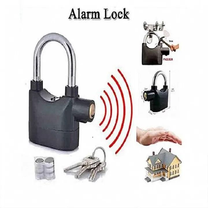 Stainless Steel Black Alarm Padlock with 3 Keys – Waterproof Security Lock with Motion & Shock Sensor Alarm a high-intensity alarm will be triggered to deter thieves. Universal waterproof, rust-proof.