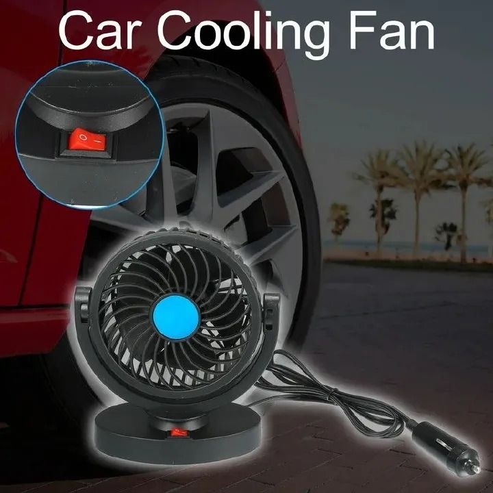 12V DC Electric Car Single Head Fan – 360 Degree Rotatable Dashboard Air Fan with Adjustable Powerful Cooling, Compact Car Auto Climate Cooler