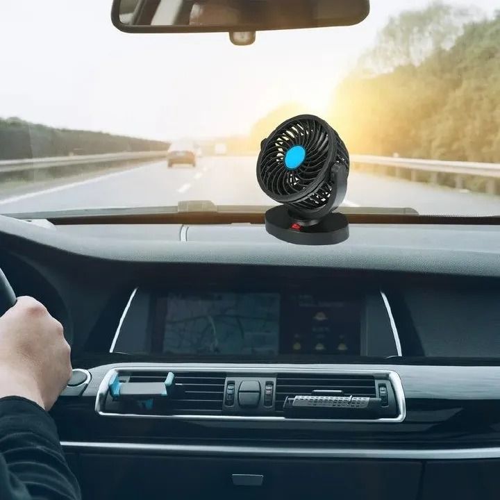 12V DC Electric Car Single Head Fan – 360 Degree Rotatable Dashboard Air Fan with Adjustable Powerful Cooling, Compact Car Auto Climate Cooler