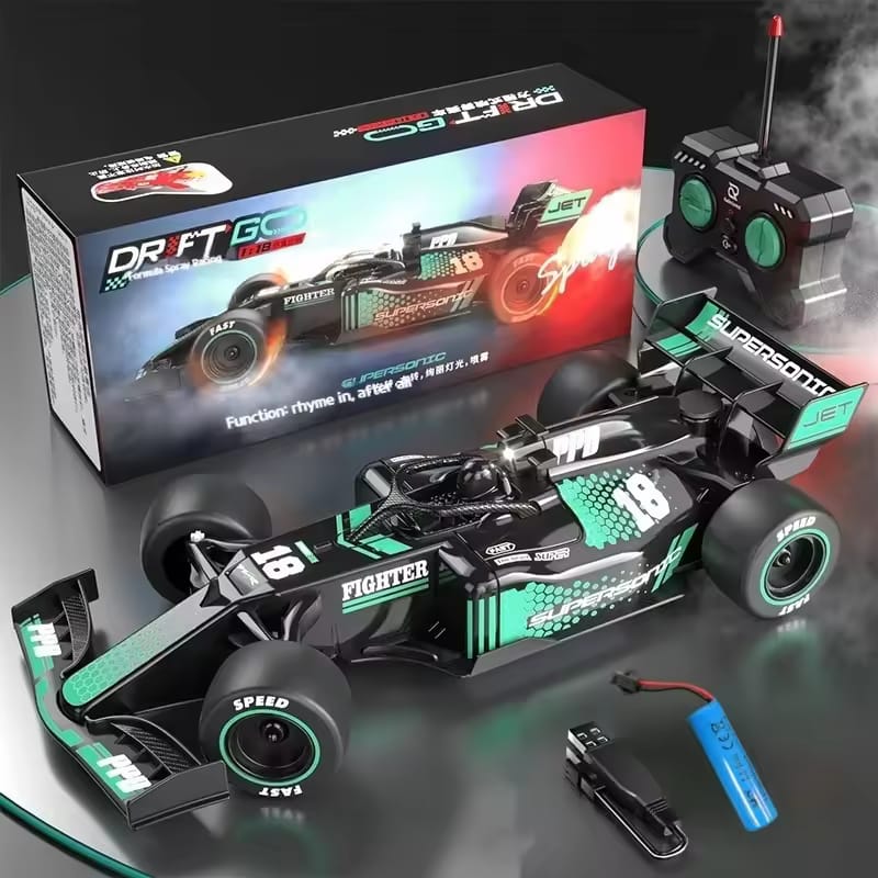 F1 Smoking Rechargeable And RC Car.Scale High-Speed Spray Stunt RC Racing Car For Kids F1 Formula Smoke Spray RC Rechargeable Moving Racing Lasting 2.4G High Speed ​​Drift Sports Car For Boys Comes i