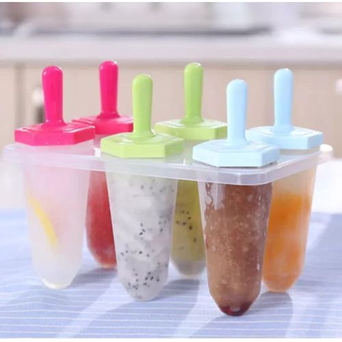 Reusable 6 Slot Set Ice Cream Mold Popsicle Maker Box.Create treats using juices, purees, yogurt, fruit and ice cream.
Suitable for treats around the home, in the kitchen, garden parties. Assorted col