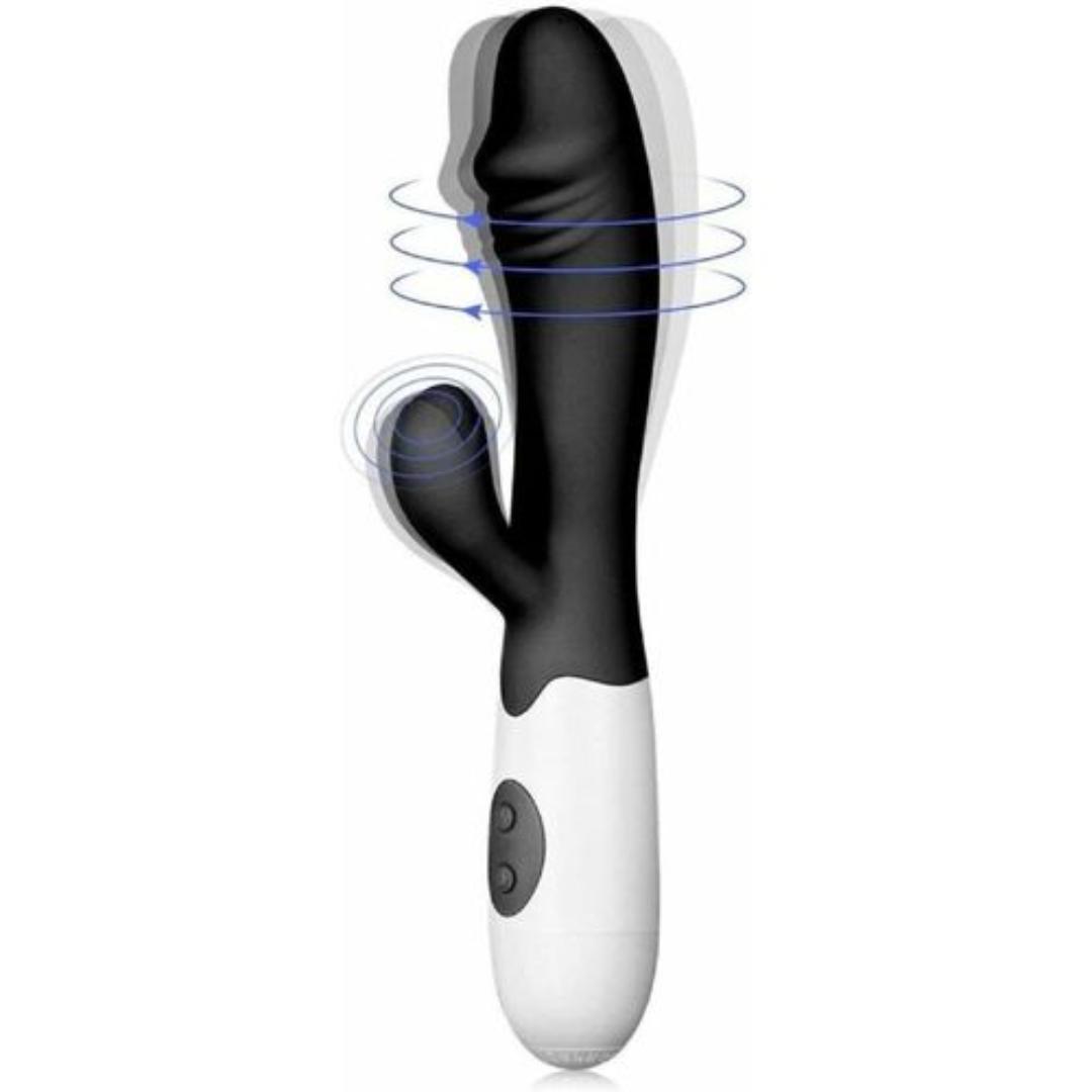 Rechargeable Realistic G-Spot Rabbit Vibrator Dildo Sex Toys for Women - black