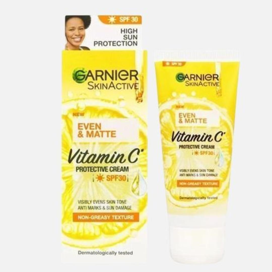 Garnier Even & Matte Vitamin C UV SPF30 Sunscreen - Protection & Brightening Non-greasy Face Cream 50ml