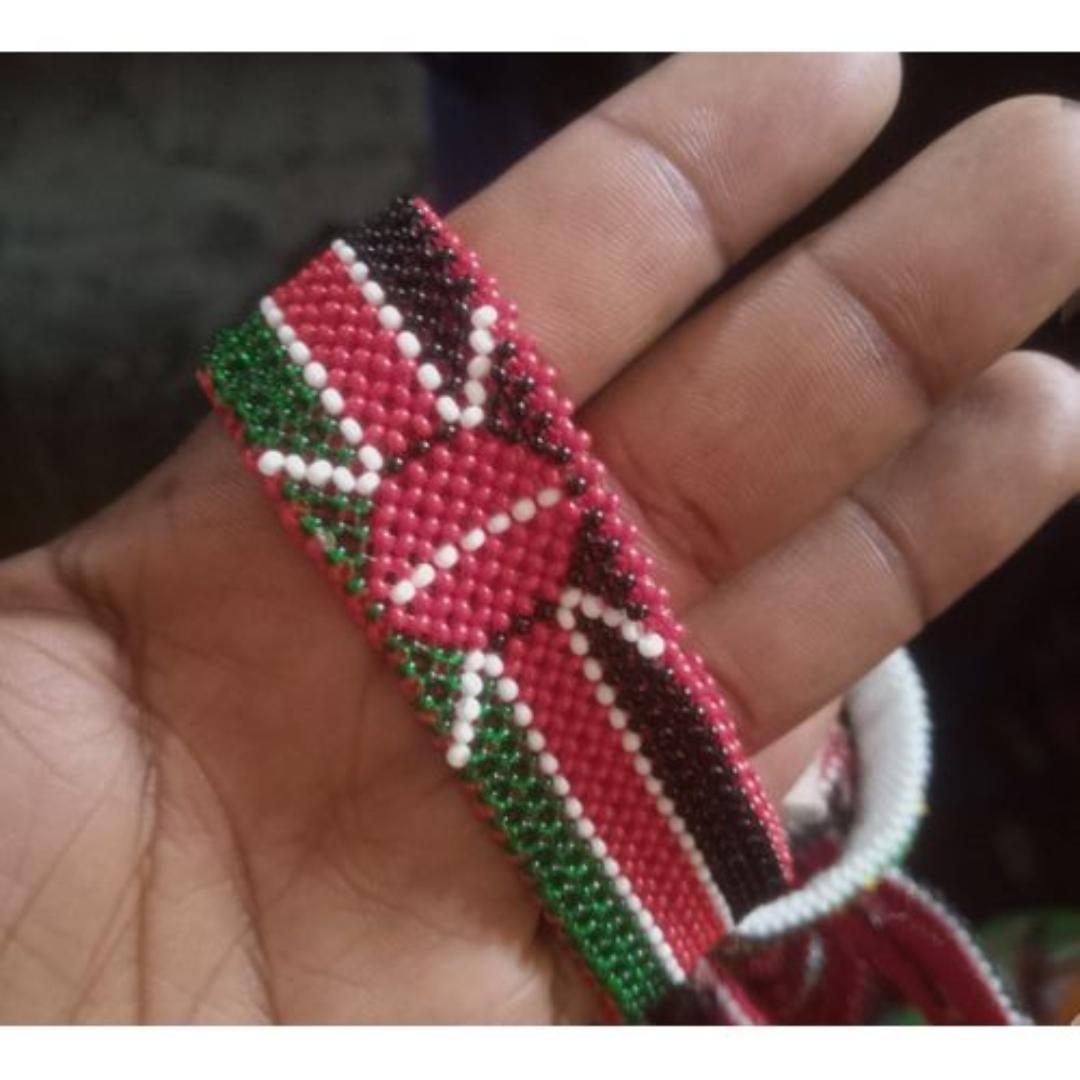 Double sided kenyan flag bracelet double enforced