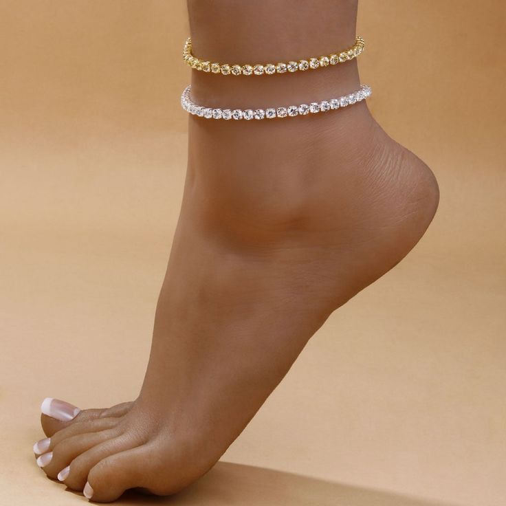 Rhinestone Crystals Tennis Chain Anklet Bracelet Simple Elegant Women Ladies Girls