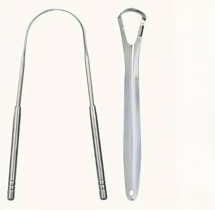 2 Pack Tongue Scrapers U Shaped Tongue Coating Cleaner & Small Opening Arc Tongue Cleaner Stainless Steel