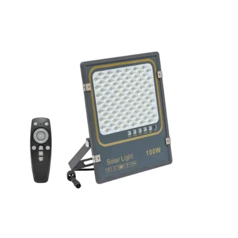 RR 100W 6500K IP66 Cool Daylight Solar LED Flood Light with Remote