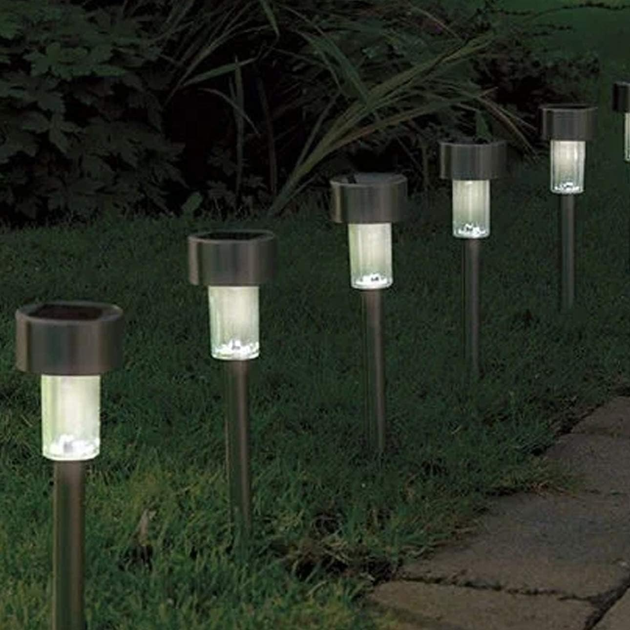 10 PC Set solar Garden Light Solar Power Path Lights LED Garden Stake Light Lawn Stainless Steel Spot Lamp for Outdoor