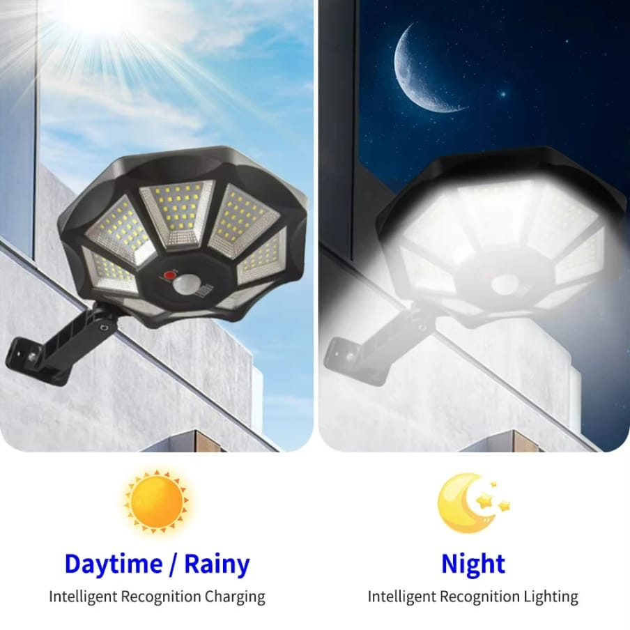 Solar Light Solar Street Lights Outdoor Wall Light with 168 LEDs 8 Light Solar Powered Outdoor Light Motion Sensor for Yard Street Lamp