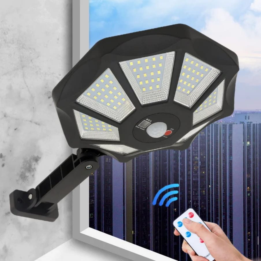 Solar Light Solar Street Lights Outdoor Wall Light with 168 LEDs 8 Light Solar Powered Outdoor Light Motion Sensor for Yard Street Lamp