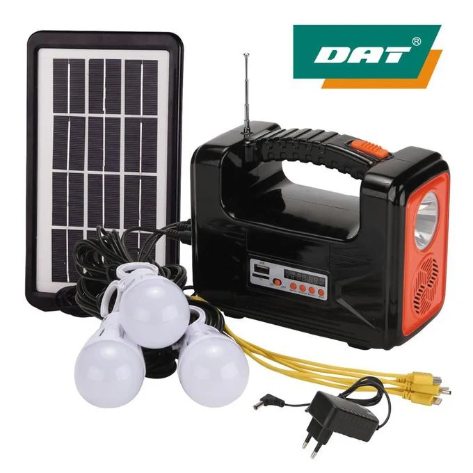 DAT Portable Home Solar Lighting System Kits With Radio +3 BULBS