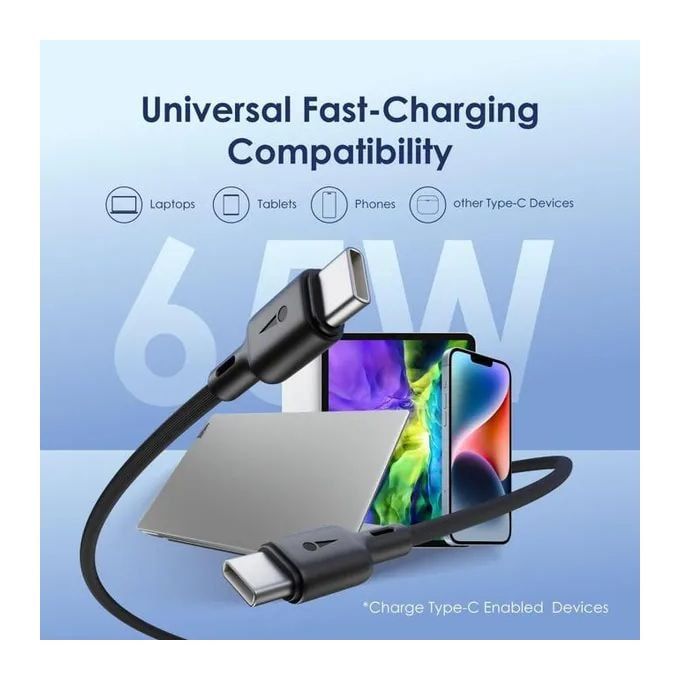 60W Type C To Type C Cable,3A Fast Charging Cable for Smartphones, Tablets, Laptops & other Type C devices,multifunctional cable 1.5 Mtr long