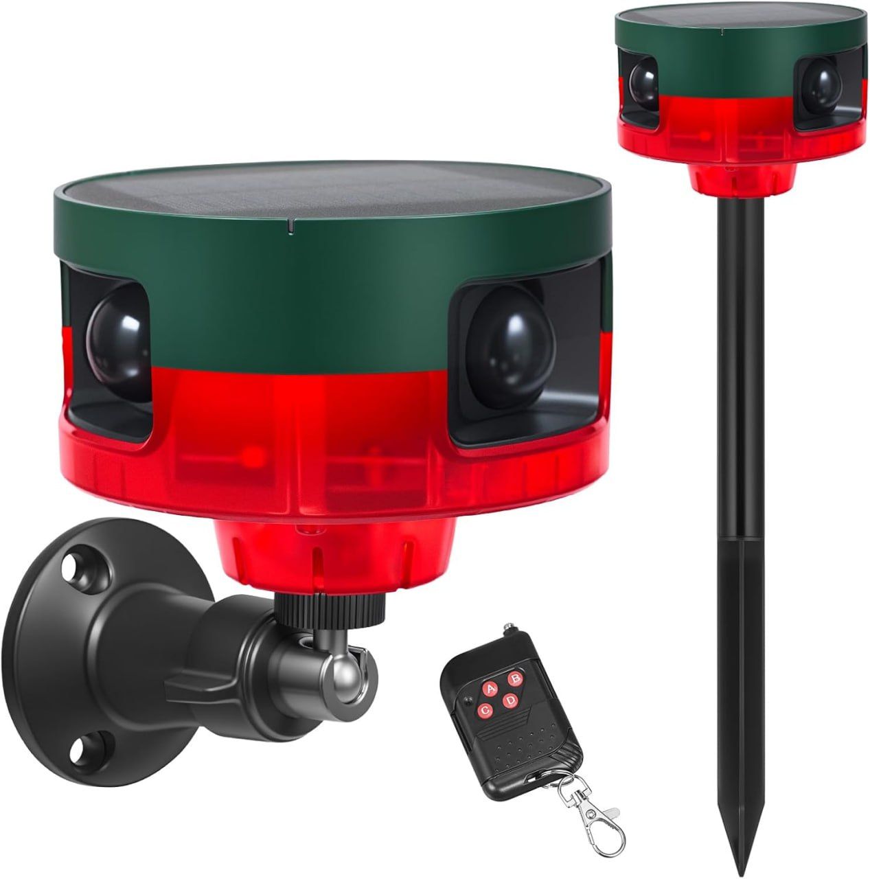 Solar Outdoor Motion Sensor Alarm - 360° Motion Detector Alarm with Custom Recording, Dual Modes for Home, Farm, Pond, and Orchard Security - Complete Kit with USB Charging and Installation Tools