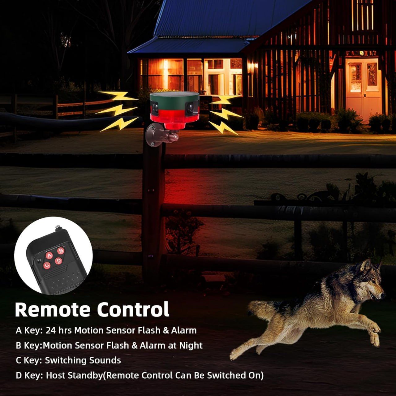 Solar Outdoor Motion Sensor Alarm - 360° Motion Detector Alarm with Custom Recording, Dual Modes for Home, Farm, Pond, and Orchard Security - Complete Kit with USB Charging and Installation Tools