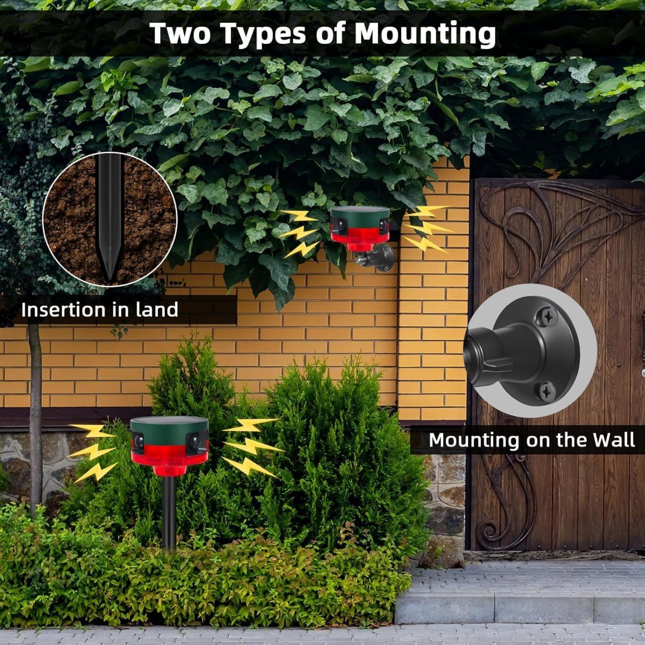 Solar Outdoor Motion Sensor Alarm - 360° Motion Detector Alarm with Custom Recording, Dual Modes for Home, Farm, Pond, and Orchard Security - Complete Kit with USB Charging and Installation Tools