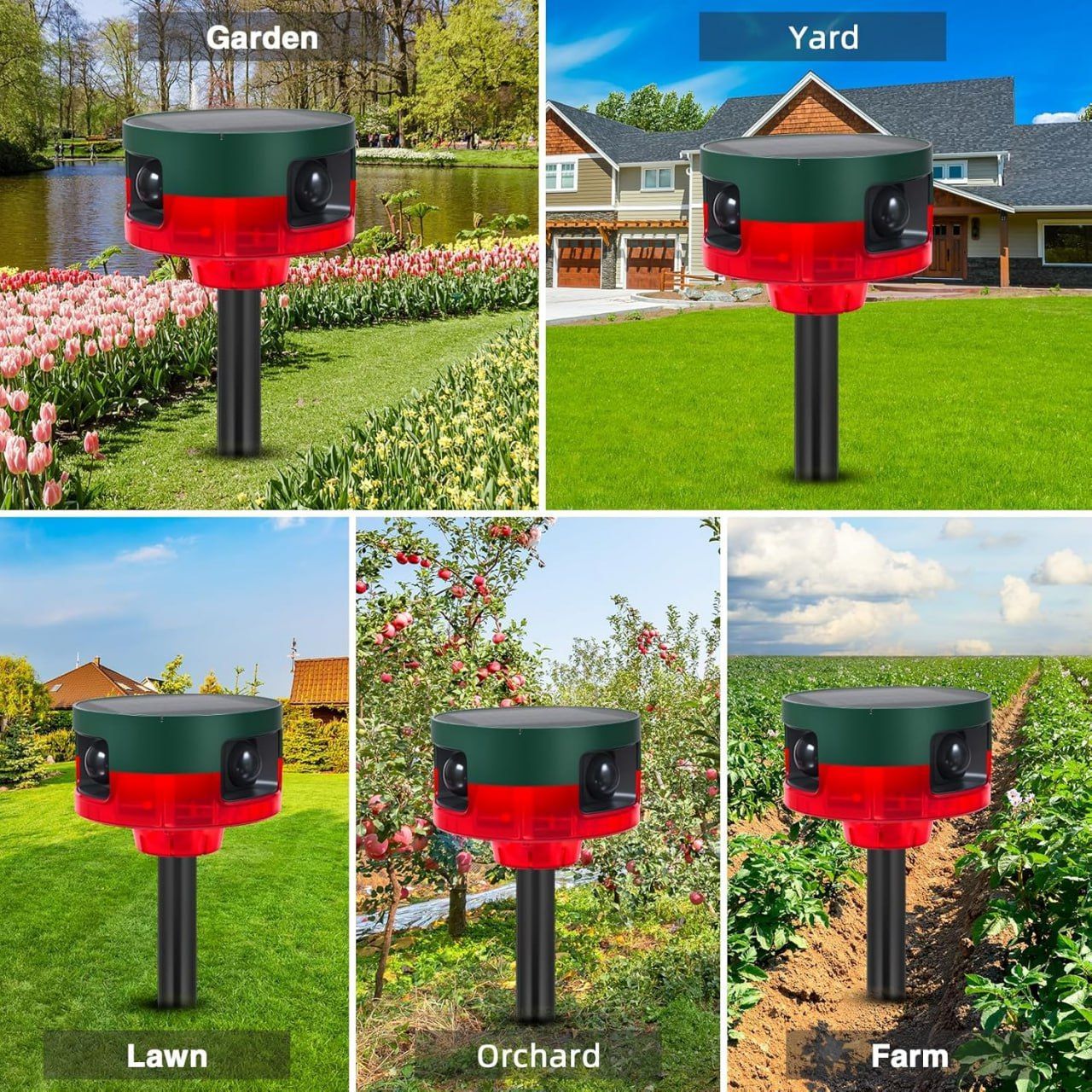 Solar Outdoor Motion Sensor Alarm - 360° Motion Detector Alarm with Custom Recording, Dual Modes for Home, Farm, Pond, and Orchard Security - Complete Kit with USB Charging and Installation Tools