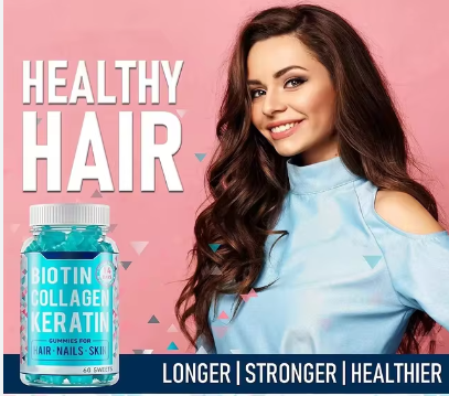 Biotin Collagen Keratin Gummies - Hair,Skin and Nails  Vitamin A Vitamin C Vitamin E Sodium Zinc Food Supplement 60 Gummies - Biotin Collagen Keratin Gummies,- Restore the beauty of hair skin and hair
