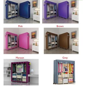 Metallic Wardrobe Assemble Closets Portable Home Storage Small Furniture with Non Woven Cloth