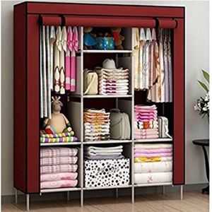 Metallic Wardrobe Assemble Closets Portable Home Storage Small Furniture with Non Woven Cloth