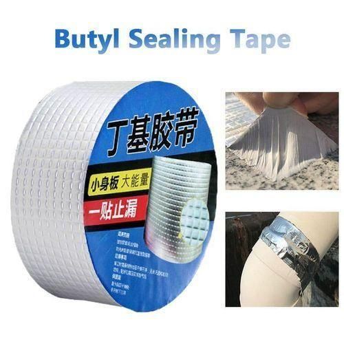 Aluminium Foil Tape Waterproof Adhesive Rubber Tape Butyl Tape Sealing Tape Repair Tape For Leakage Waterproofing Water Tank Roof Pipe Window Seal Leak Wall Crack Repair 10m*5cm