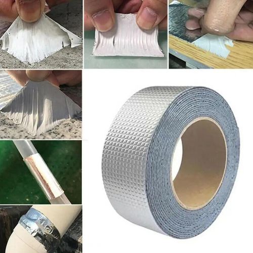 Aluminium Foil Tape Waterproof Adhesive Rubber Tape Butyl Tape Sealing Tape Repair Tape For Leakage Waterproofing Water Tank Roof Pipe Window Seal Leak Wall Crack Repair 10m*5cm