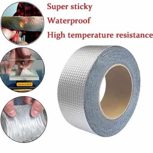 Aluminium Foil Tape Waterproof Adhesive Rubber Tape Butyl Tape Sealing Tape Repair Tape For Leakage Waterproofing Water Tank Roof Pipe Window Seal Leak Wall Crack Repair 10m*5cm