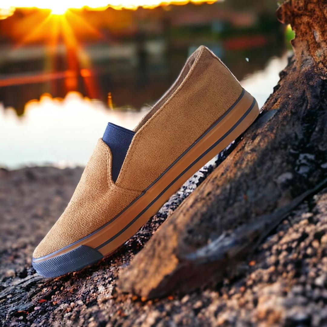 Men's High-Top Suede Slip-On Shoes - Stylish & Comfortable Casual Footwear For All-Day Wear-Brown
