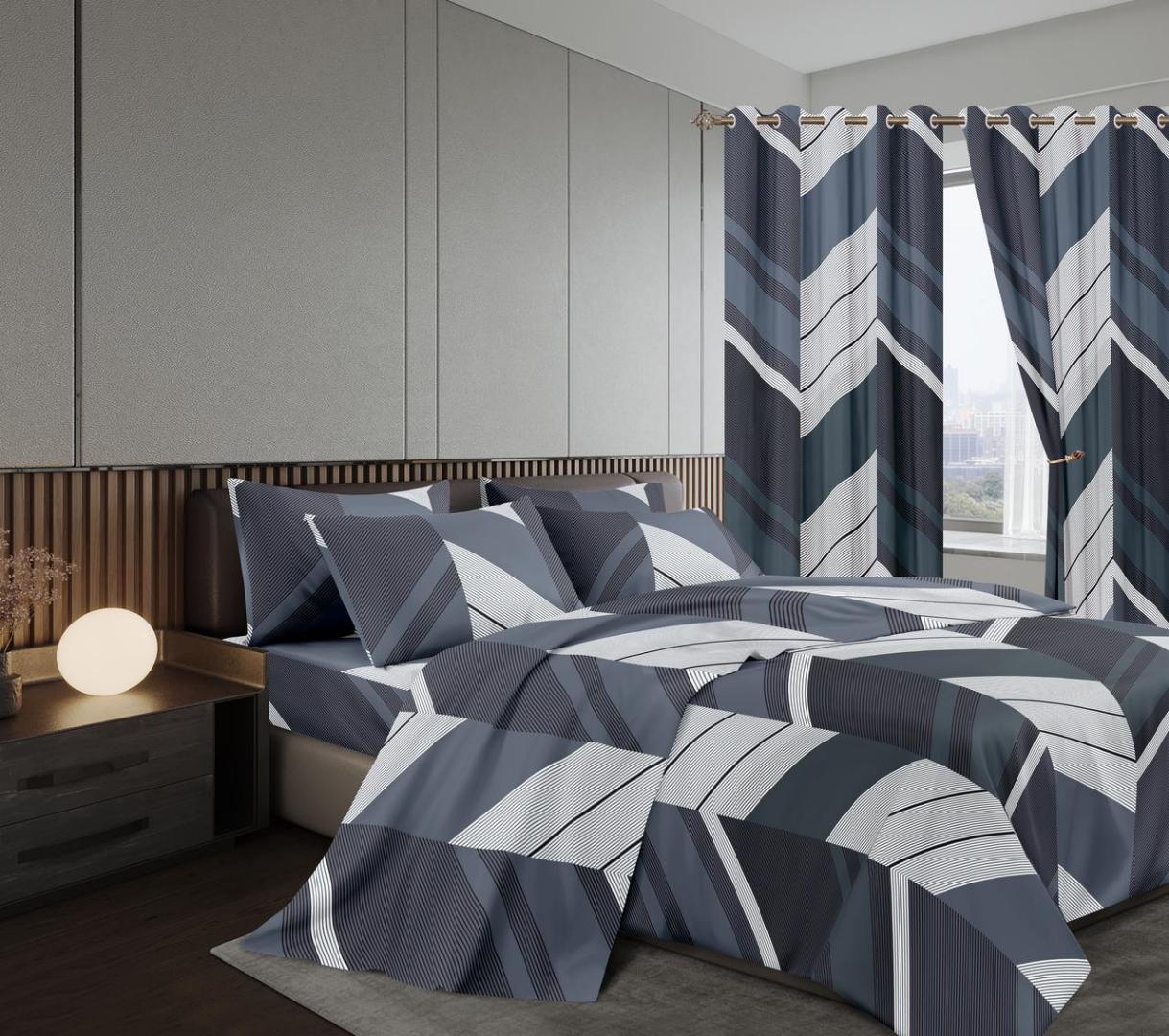 Romantic As Pictured Bedding Set - 4-Piece Microfiber Set Duvet Cover, Bedsheet, Pillowcases , King/Queen Size Stylish Bedroom Decor