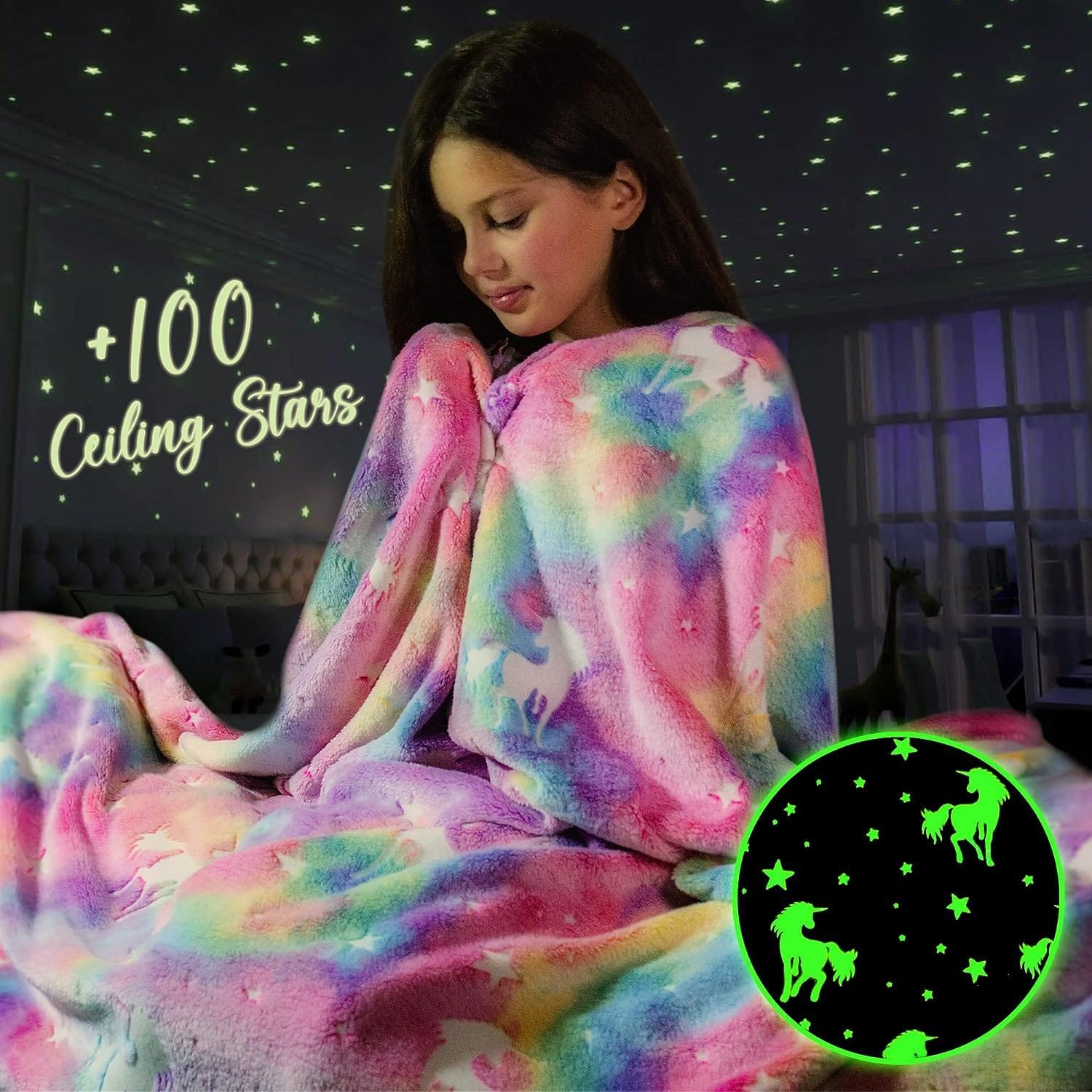 🫒🪻Glow It  I. The Dark🍊🫒Magic glow in the dark fleece blanket.Soft & Warm - This throw Blanket is made up of Super Soft Fleece Fabric, skin friendly. Warm & Cozy can be used in all seasons.