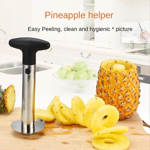 Stainless Steel Pineapple Peeler Pineapple Corer Slicer Fruit Cutter Easy Slicer Peeler Kitchen Gadget.The pineapple peeler comes with a durable stainless steel blade that
can easily slice through pin