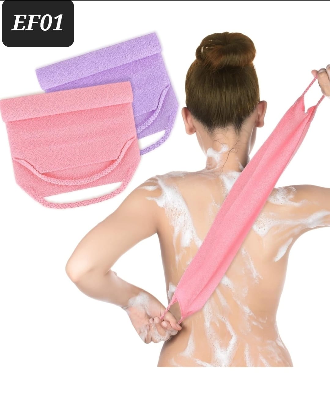 3 Pcs Exfoliating Bath Cloth Bathing Scrubber With Handles Strechable Pull Back Wash Scrub