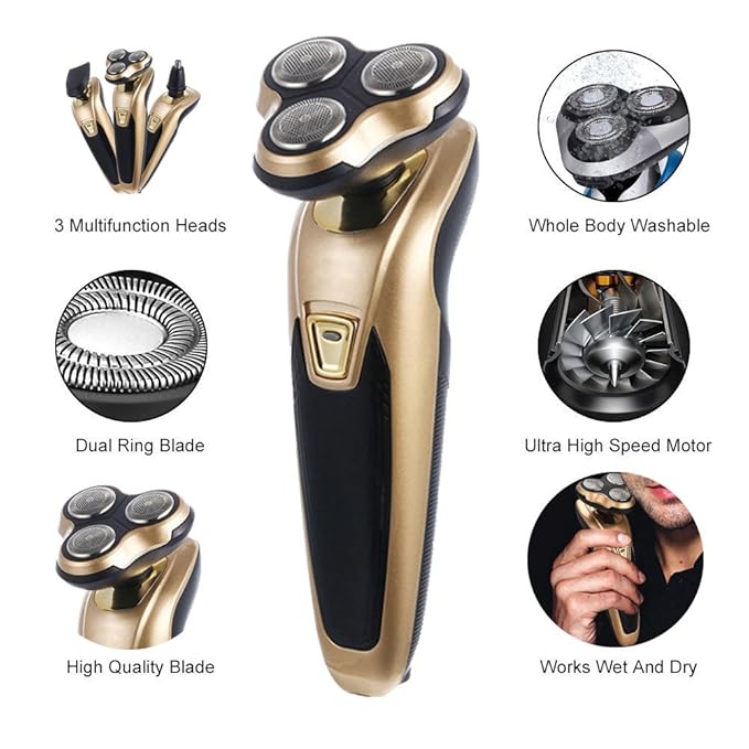 DELUXE 3 In 1 Electromate Shaver, Hair Clipper And Nose Trimmer Electric Shaver Shaver Wet and Dry 3 in 1 with Nose Trimmer