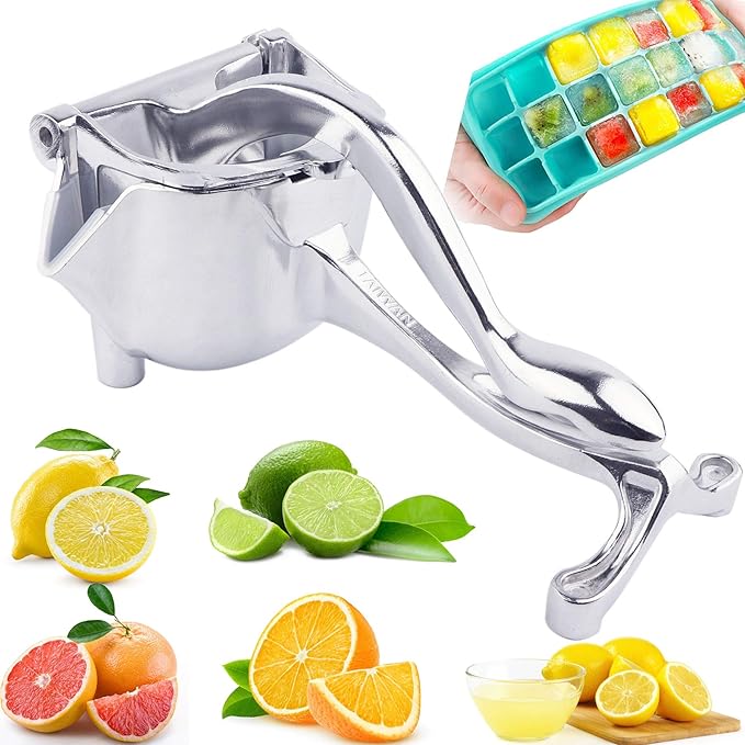 QUALITY Fruit press/Manual Juicer Fruit Hand Press, Manual Citrus Juicer, Aluminium Alloy & Stainless Steel, Easy to Use, For Oranges, Limes, Lemons & More
