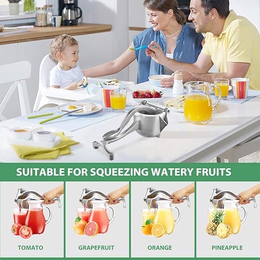 QUALITY Fruit press/Manual Juicer Fruit Hand Press, Manual Citrus Juicer, Aluminium Alloy & Stainless Steel, Easy to Use, For Oranges, Limes, Lemons & More