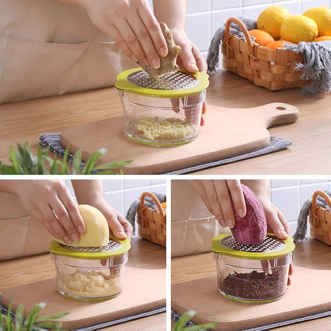 PREMIUM 4in1 Multifunctional Juicer Cup Manual Hand Fruit Squeezer Citrus Lemon Orange Hand Juicer with Stainless Steel Grinding Board Garlic Grater Egg Yolk Separator