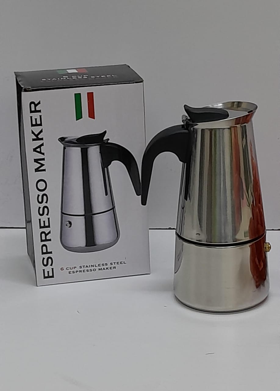 600 Stainless Steel Coffee Pot 6 Cups Stainless Steel Moka Pot Italian Coffee Maker 6 cup Stovetop Espresso Maker for Gas or Electric Ceramic Stovetop Camping Manual Italian Coffee Percolator