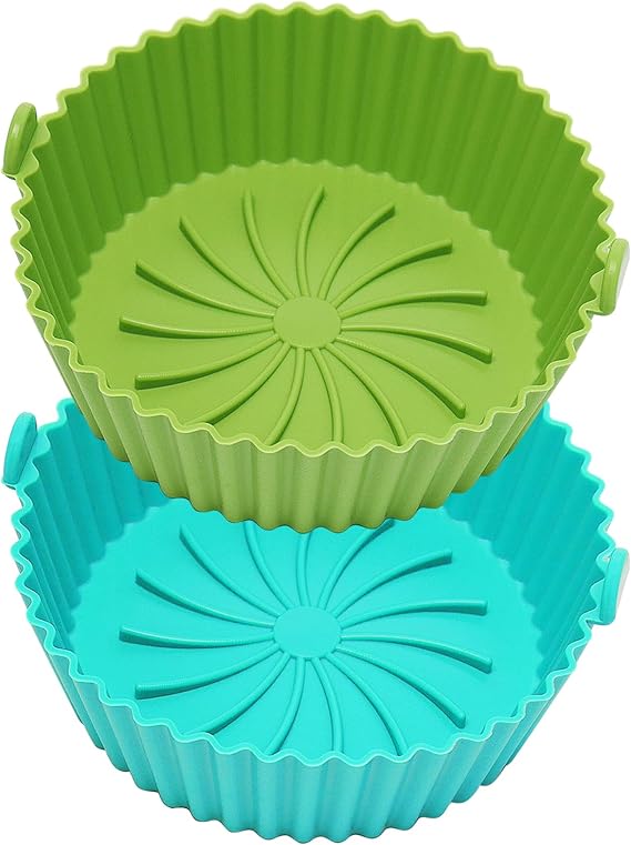 2 Pack Air Fryer Silicone Pot Liners, Replacement of Parchment Paper Liners, Non-stick Reusable Air Fryer Liners
