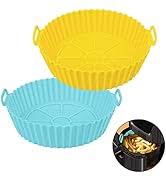 2 Pack Air Fryer Silicone Pot Liners, Replacement of Parchment Paper Liners, Non-stick Reusable Air Fryer Liners