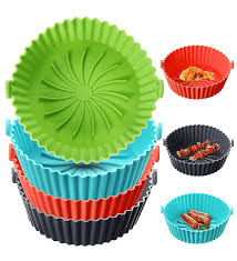2 Pack Air Fryer Silicone Pot Liners, Replacement of Parchment Paper Liners, Non-stick Reusable Air Fryer Liners