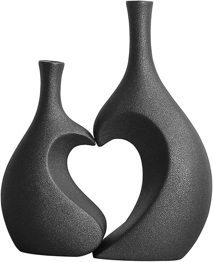 DECORATIVE Heart Shaped VaseSleek Ceramic Vase Trio for Home Styling,Heart Shaped vase, Matte Frosted Texture Finish,Farmhouse Decor, Home Decor, Vases for Your Bedroom, Office, Living Room, Bathroom