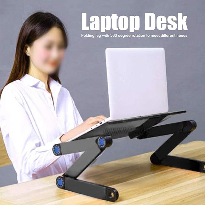 PREMIUM Laptop Stand With Mouse Pad and Fan Aluminum Alloy Bed Folding Laptop Notebook Computer Desk Table Stand