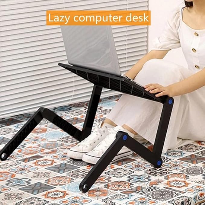 PREMIUM Laptop Stand With Mouse Pad and Fan Aluminum Alloy Bed Folding Laptop Notebook Computer Desk Table Stand