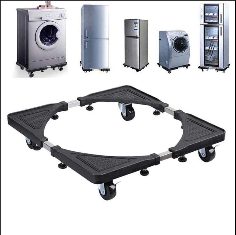 Adjustable Washing Machine Fridge Mover Trolley: Universal Appliance Stand 360-Degree Wheels Heavy-Duty Locking Mobility Floor Protection Rust Prevention Stable Home Gift.